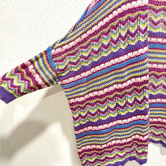 Jessica Simpson paisley purple combo Multicolor Zigzag kimono Cardigan S/M - Picture 6 of 9